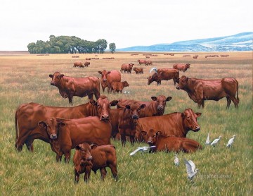 牛と鳥 ヨハン・フックストラ Oil Paintings